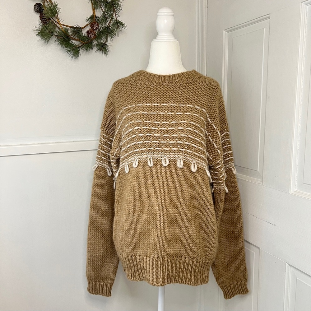 Anthropologie Elsamanda Wool Alpaca Chunky Knit Pullover Sweater in Oatmeal - Picture 1 of 12